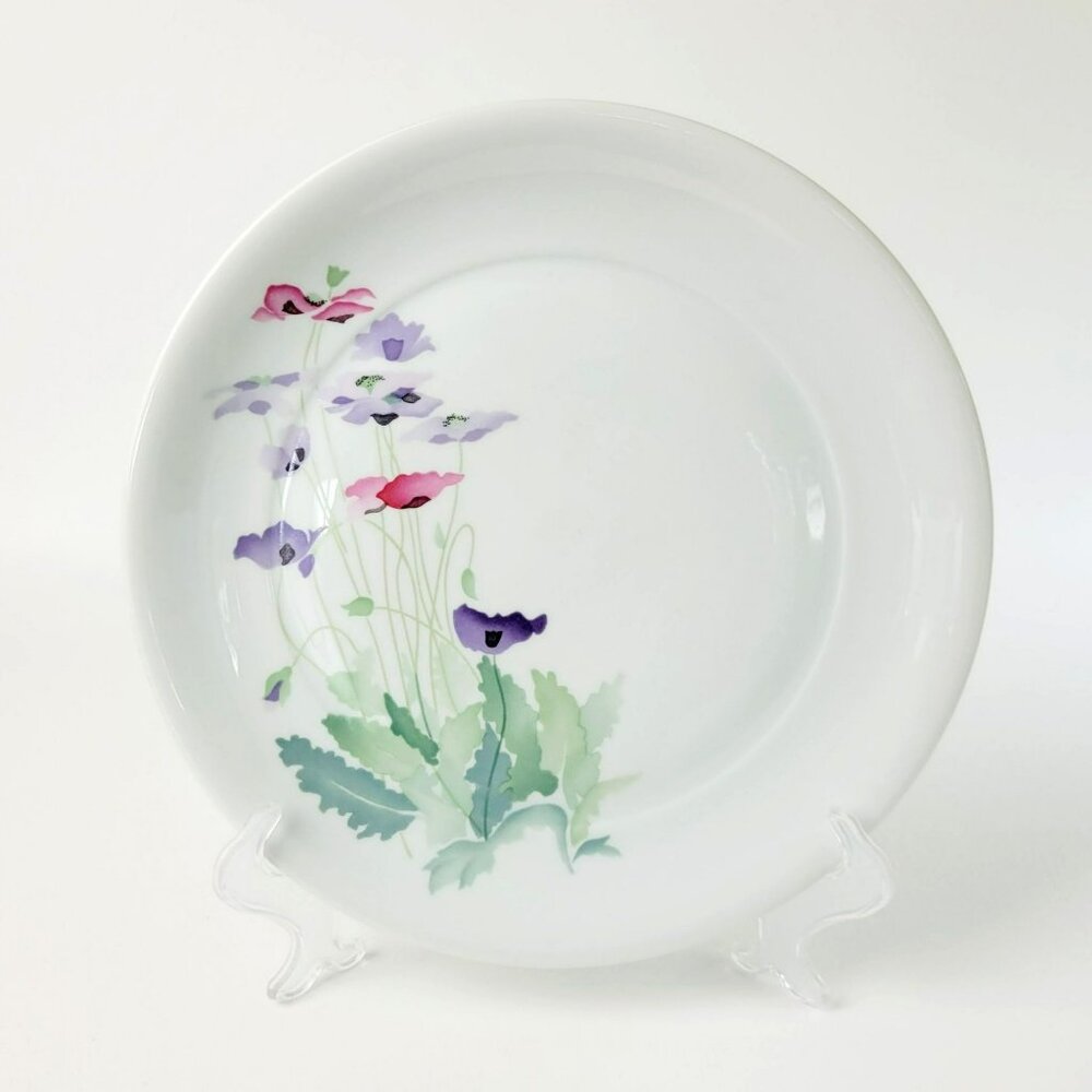 Vintage Block Spal Dinner Plate, Midsummer Watercolor Wildflower, Purple Pink